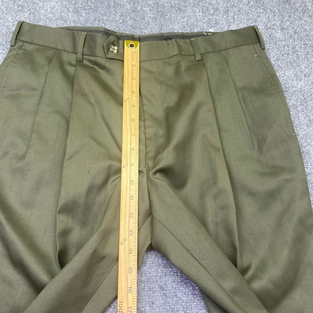 Jos A Bank Windsor Executive Collection Wool Gabardine Pleated Pants Green 36R